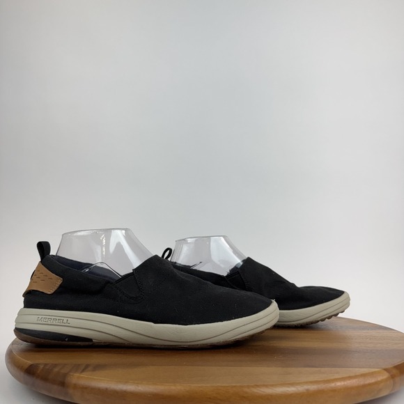 Womens Merrell Gridway Moc Black Canvas Comfort Slip On Sneakers Shoes Size 9 M - Picture 1 of 8